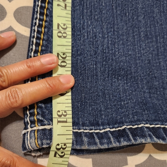 Seven7 high rise flare manufactured color distressed/fading plus size … - Picture 11 of 12